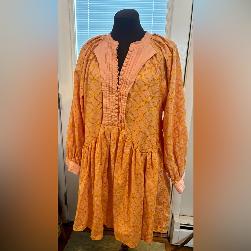Elegant Peach Long Sleeve Dress